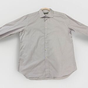 Canali 1934 Dress Shirt Mens 17 46 Purple Micro Checked Collared Button Down